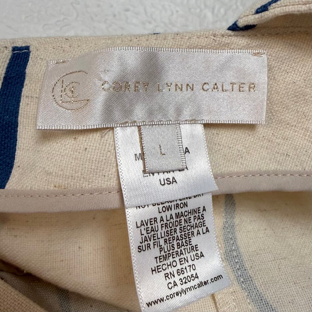 Corey Lynn Calter Printed Square Neck Cotton Linen Blend Midi Dress Size Large - Picture 5 of 6